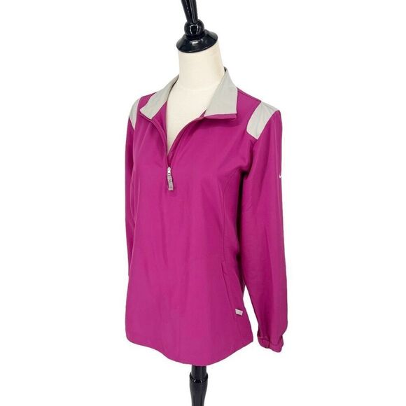 Nike Golf Women’s Medium Fuchsia 1/4 Zip Pullover Jacket Lightweight Windbreaker - Picture 1 of 8